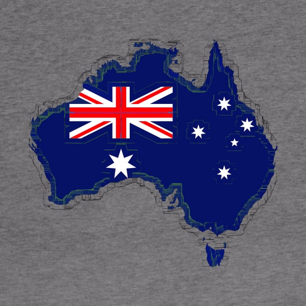 The Australian Map and Flag by Highseller